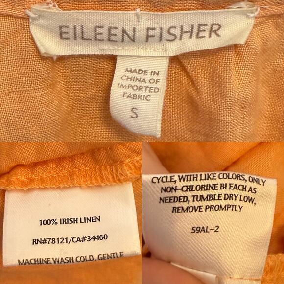 Eileen Fisher Irish Linen Button Front Tunic Top Lagenlook Minimalist Size Small - Picture 5 of 5